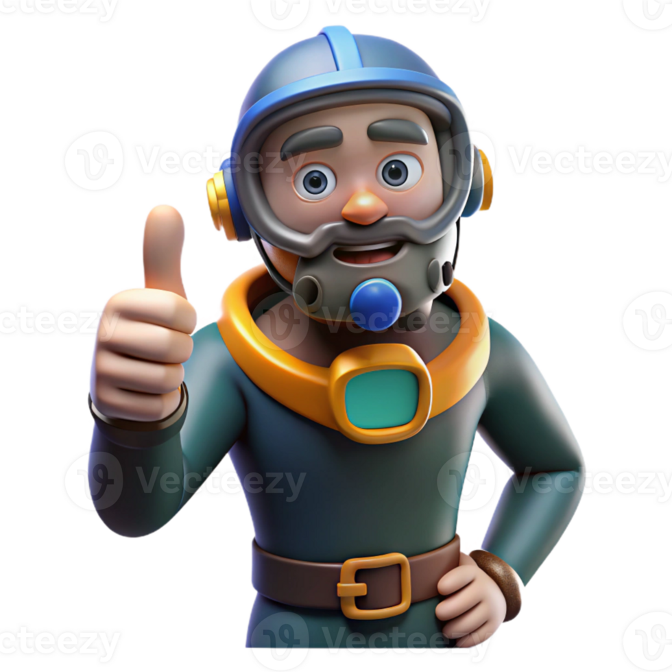 impressive rustic Diver Giving Thumbs Up Cutout Underwater Signal premium png