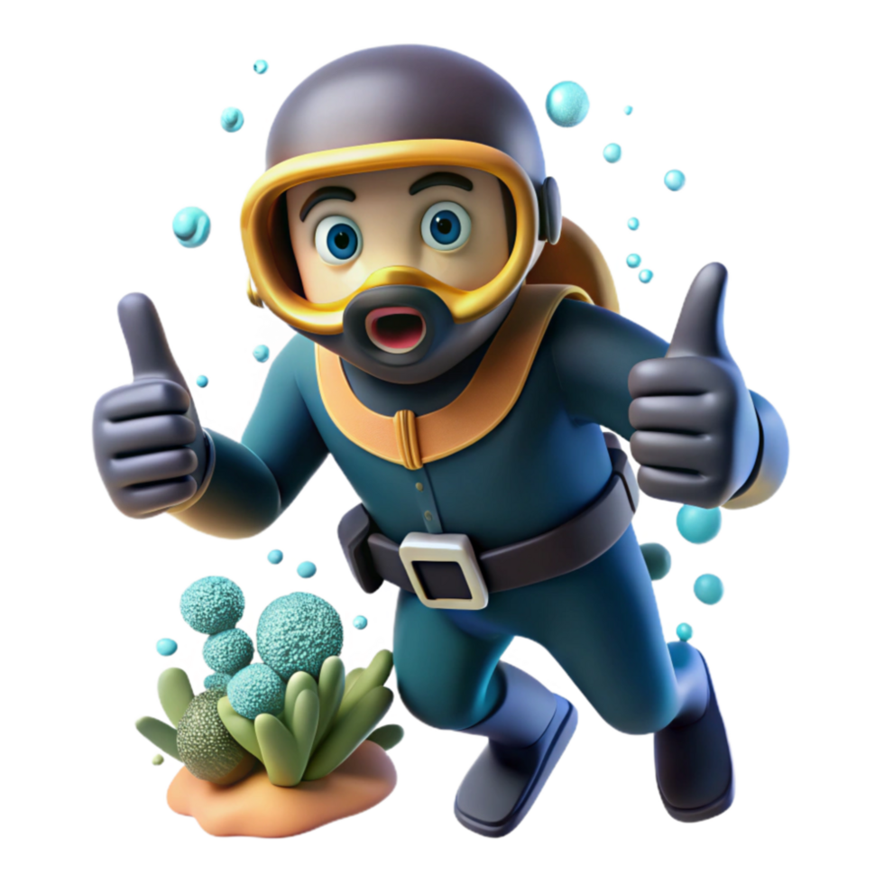 elegant modern Diver Giving Thumbs Up Cutout Underwater Signal png