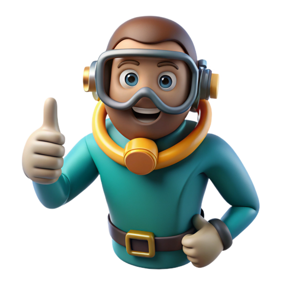 elegant abstract Diver Giving Thumbs Up Cutout Underwater Signal png