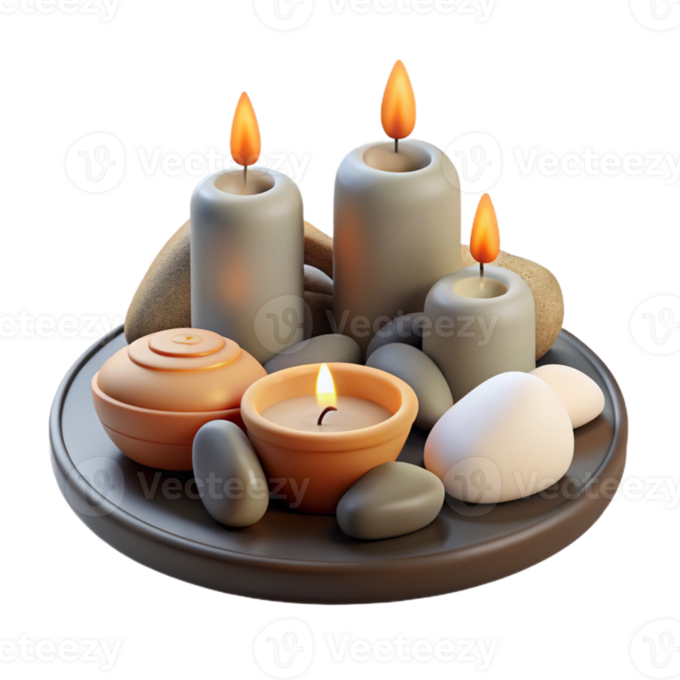 extraordinary vintage Spa Rocks and Candles Transparent Background high resolution png