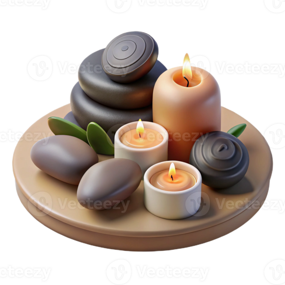 elegant creative Spa Rocks and Candles Transparent Background png