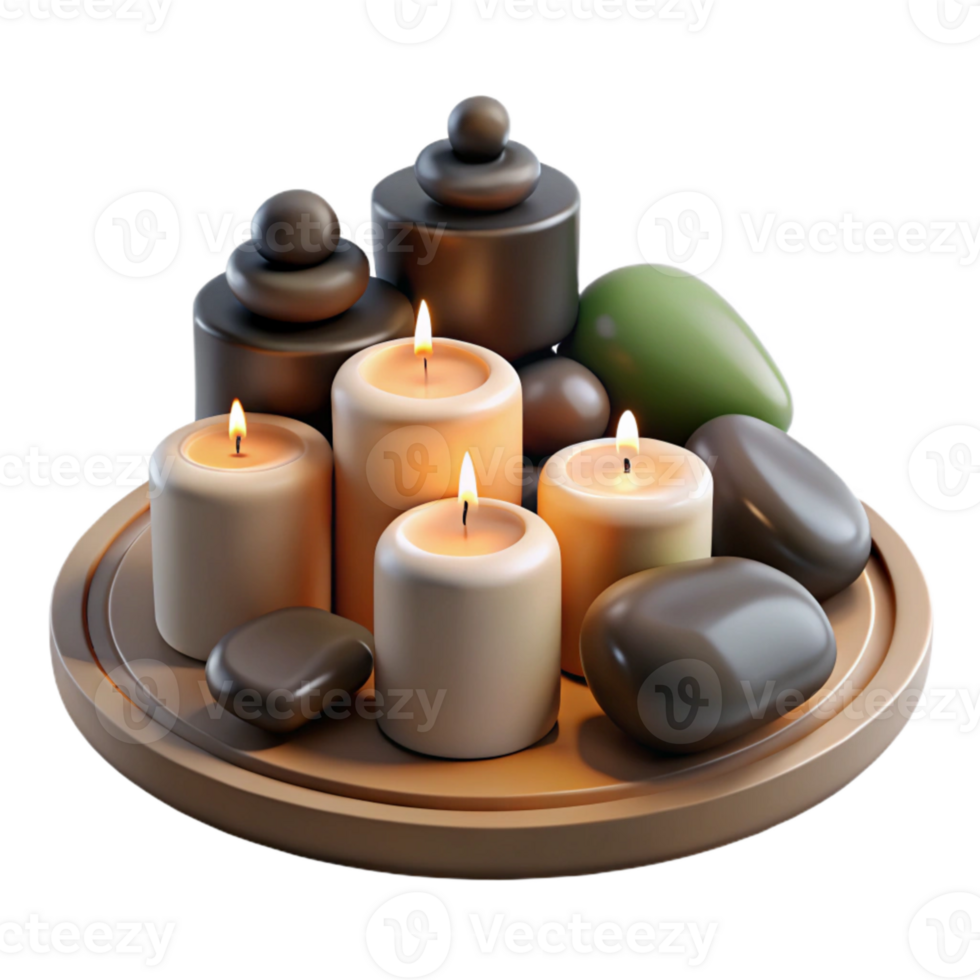 vibrant artistic Spa Rocks and Candles Transparent Background original png
