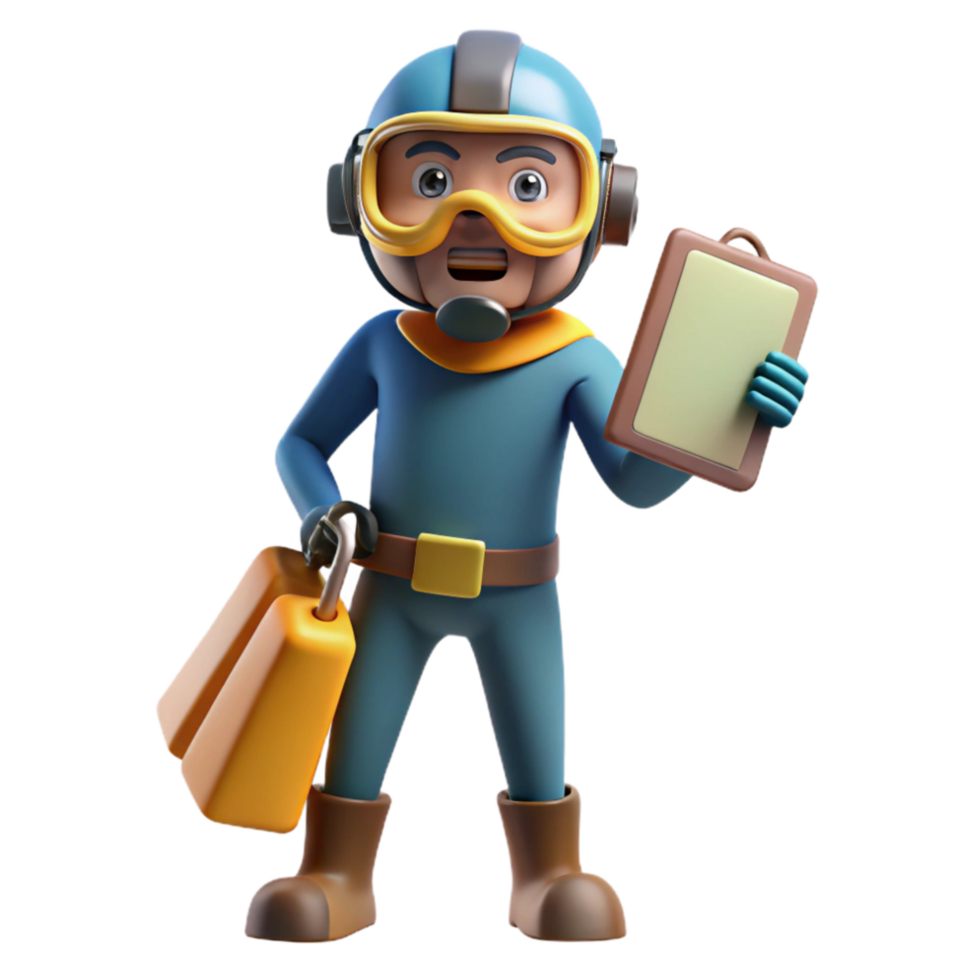 vibrant minimalist Diver Holding Dive Slate Cutout Underwater Communication authentic png