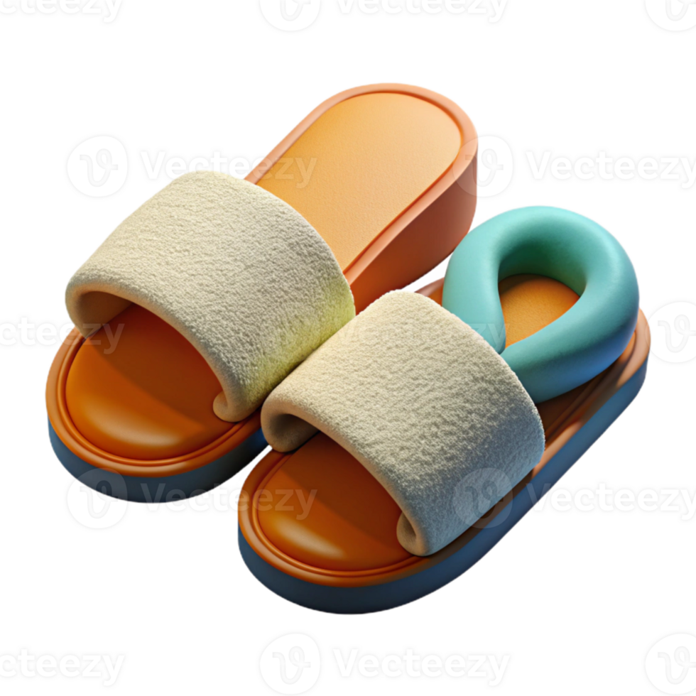 magnificent artistic Spa Slippers and Towel Flat Lay Isolated png
