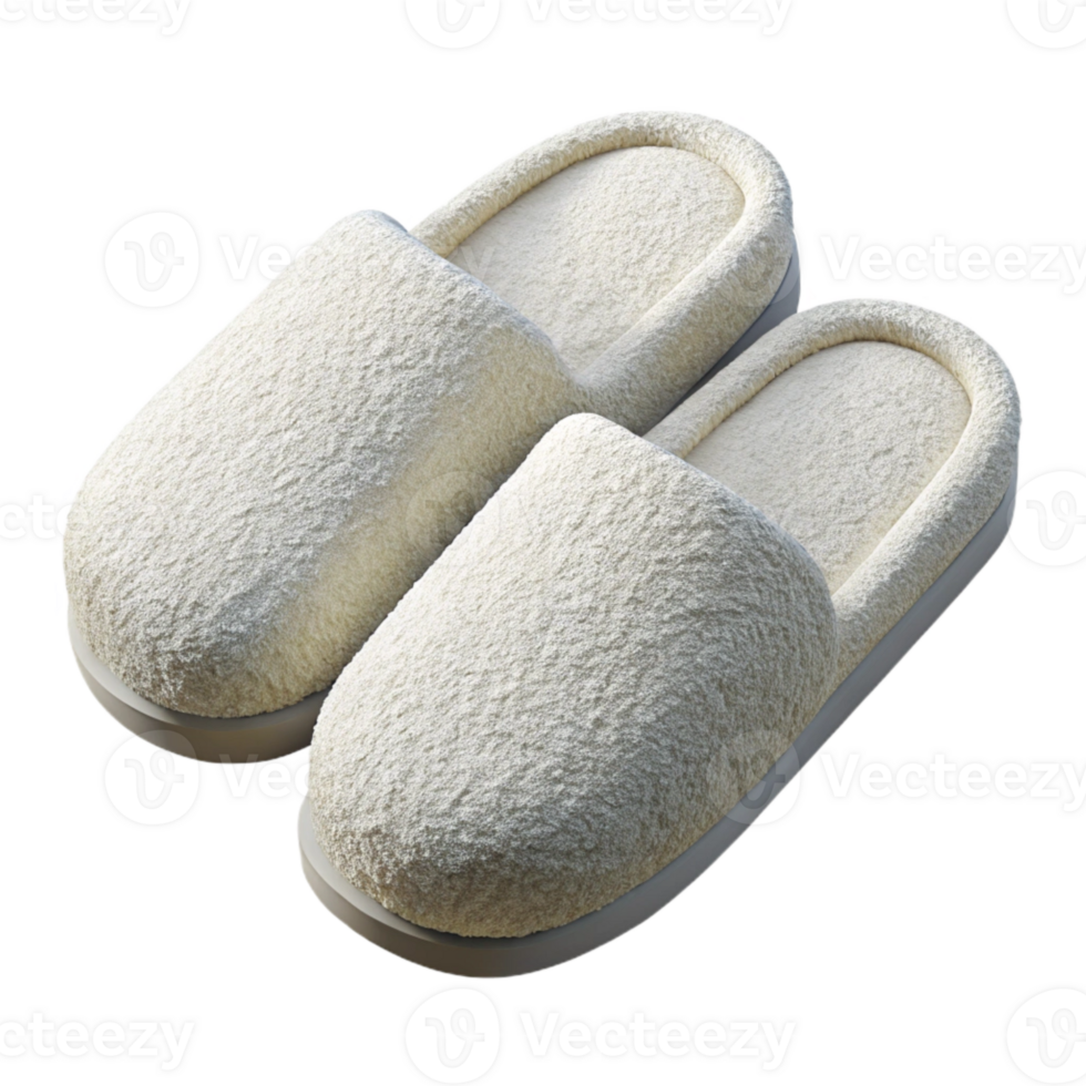 extraordinary minimalist Spa Slippers Soft Terrycloth White Color Isolated premium png