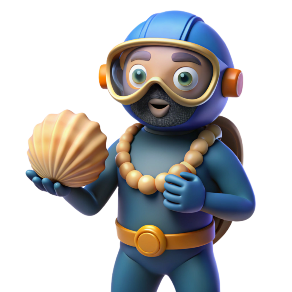 magnificent classic Diver Holding Shell Cutout Underwater Discovery premium png