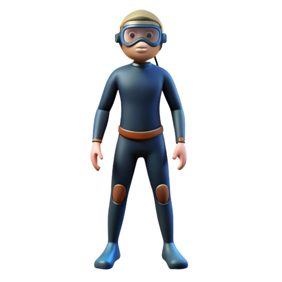 beautiful classic Diver in Wetsuit Full Body Isolated Element genuine png