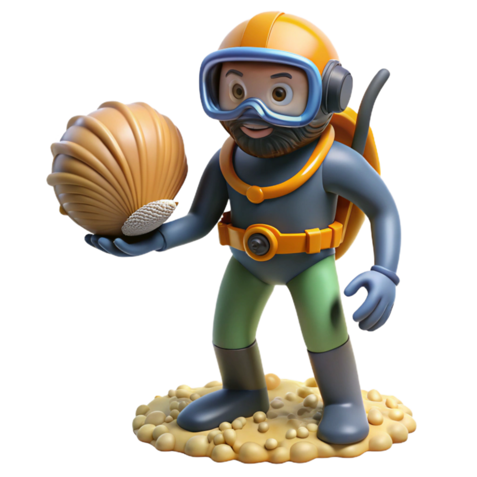 elegant creative Diver Holding Shell Cutout Underwater Discovery professional png