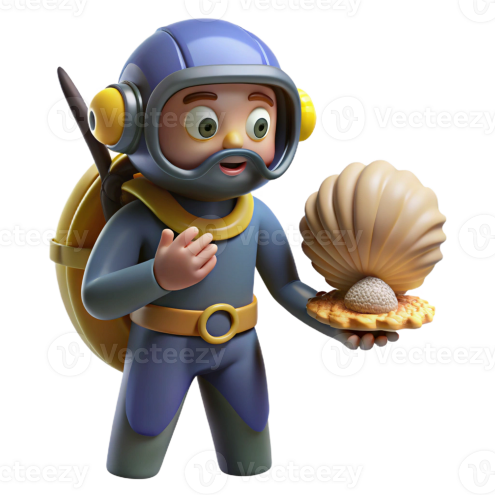 impressive artistic Diver Holding Shell Cutout Underwater Discovery professional png