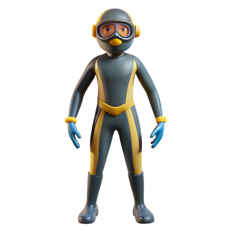 wonderful modern Diver in Wetsuit Full Body Isolated Element original png