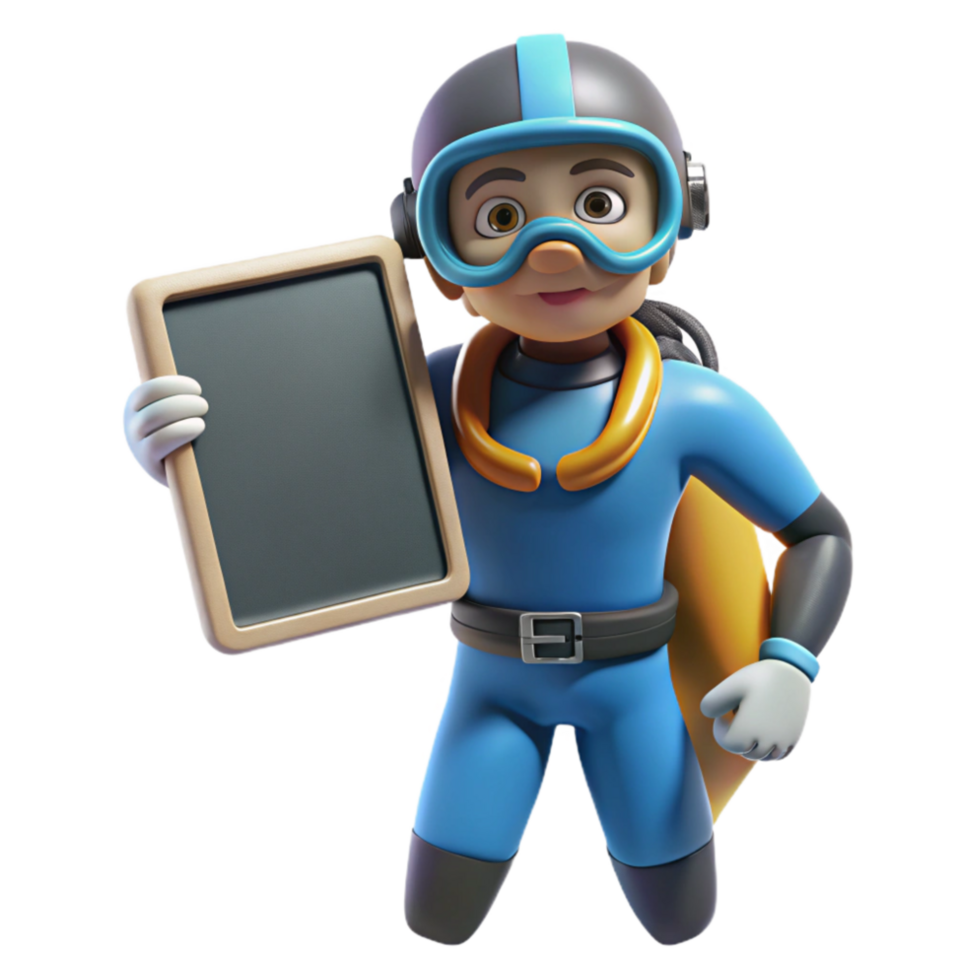 vibrant contemporary Diver Holding Underwater Slate White Transparent Background original png