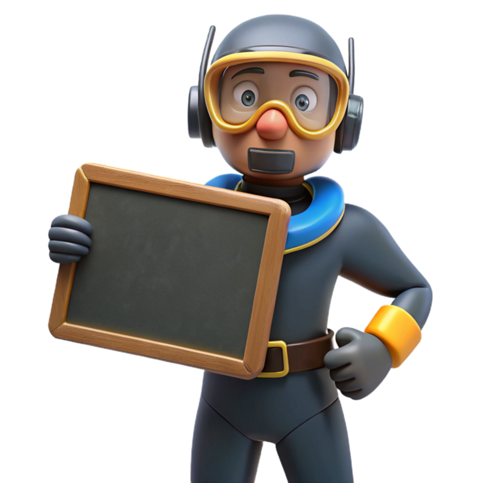 stunning artistic Diver Holding Underwater Slate White Transparent Background authentic png