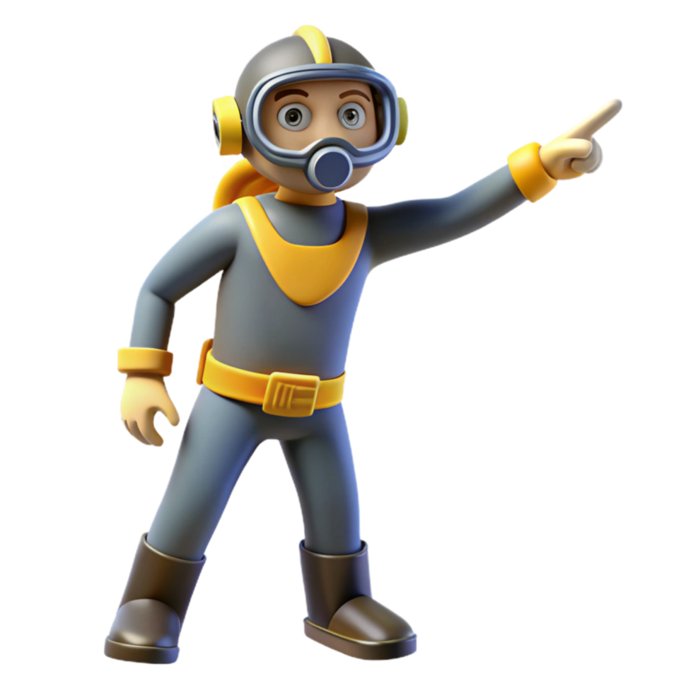 elegant abstract Diver Pointing at Something Interesting Cutout authentic png