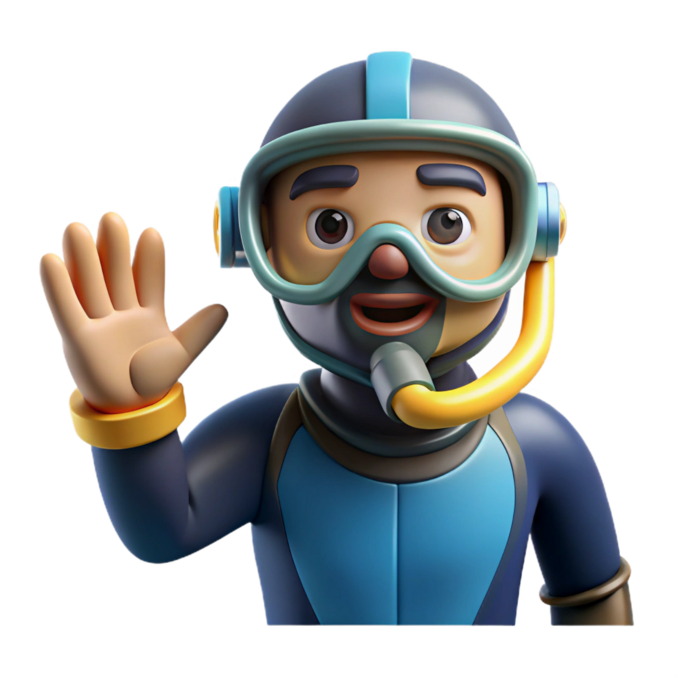beautiful creative Diver Signaling with Hand Underwater Isolated Element detailed png