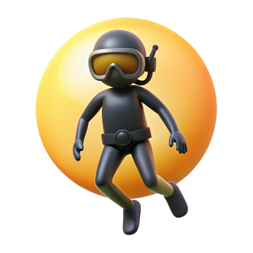 impressive abstract Diver Silhouette Against Sun Cutout Bright Background high quality png