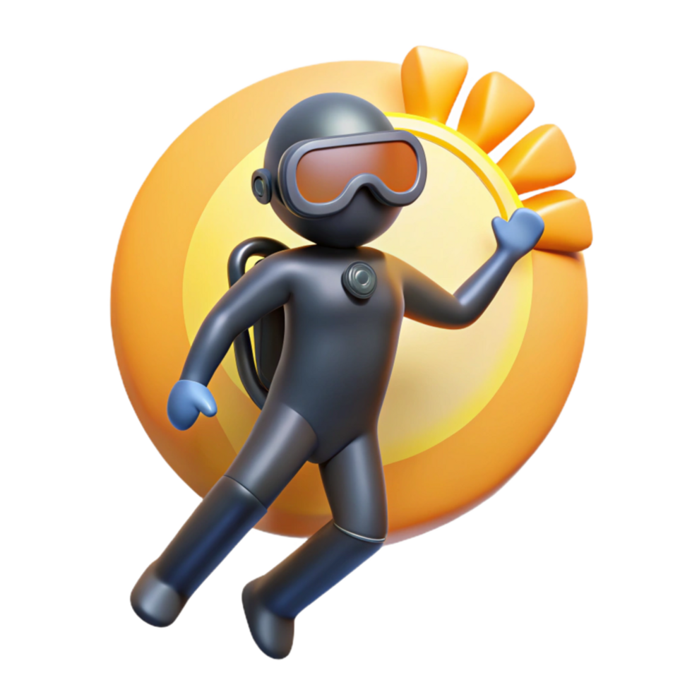 vibrant artistic Diver Silhouette Against Sun Cutout Bright Background high resolution png