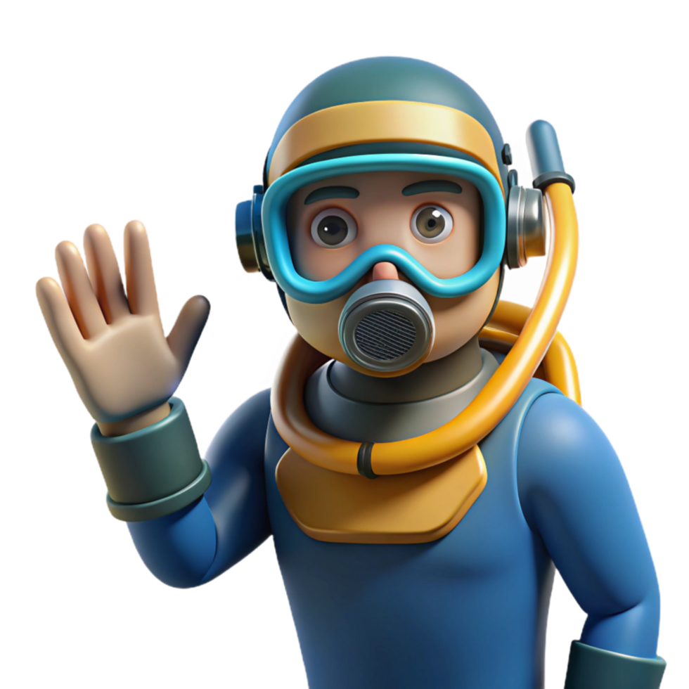 impressive minimalist Diver Signaling with Hand Underwater Isolated Element original png