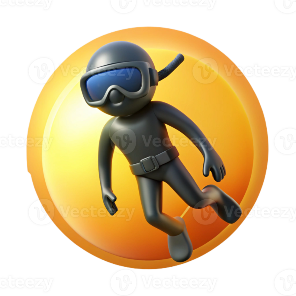 dramatic abstract Diver Silhouette Against Sun Cutout Bright Background exclusive png