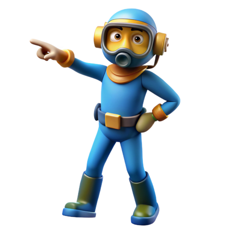 impressive vintage Diver Pointing at Something Interesting Cutout exclusive png