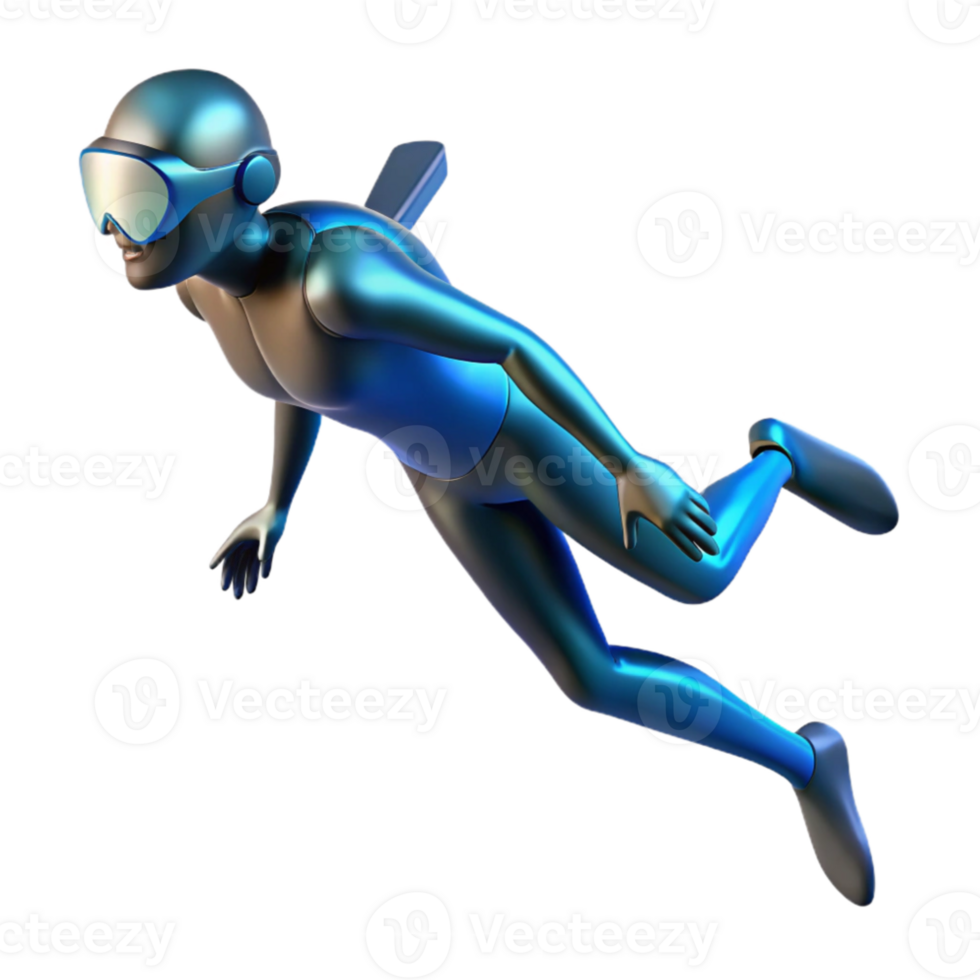 elegant traditional Diver Silhouette Ascending Transparent Background Isolated authentic png