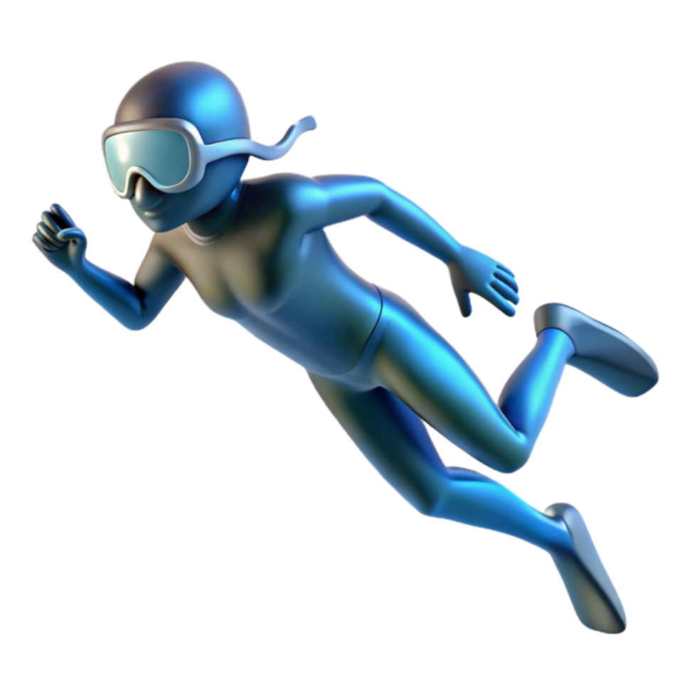 vibrant vintage Diver Silhouette Ascending Transparent Background Isolated detailed png