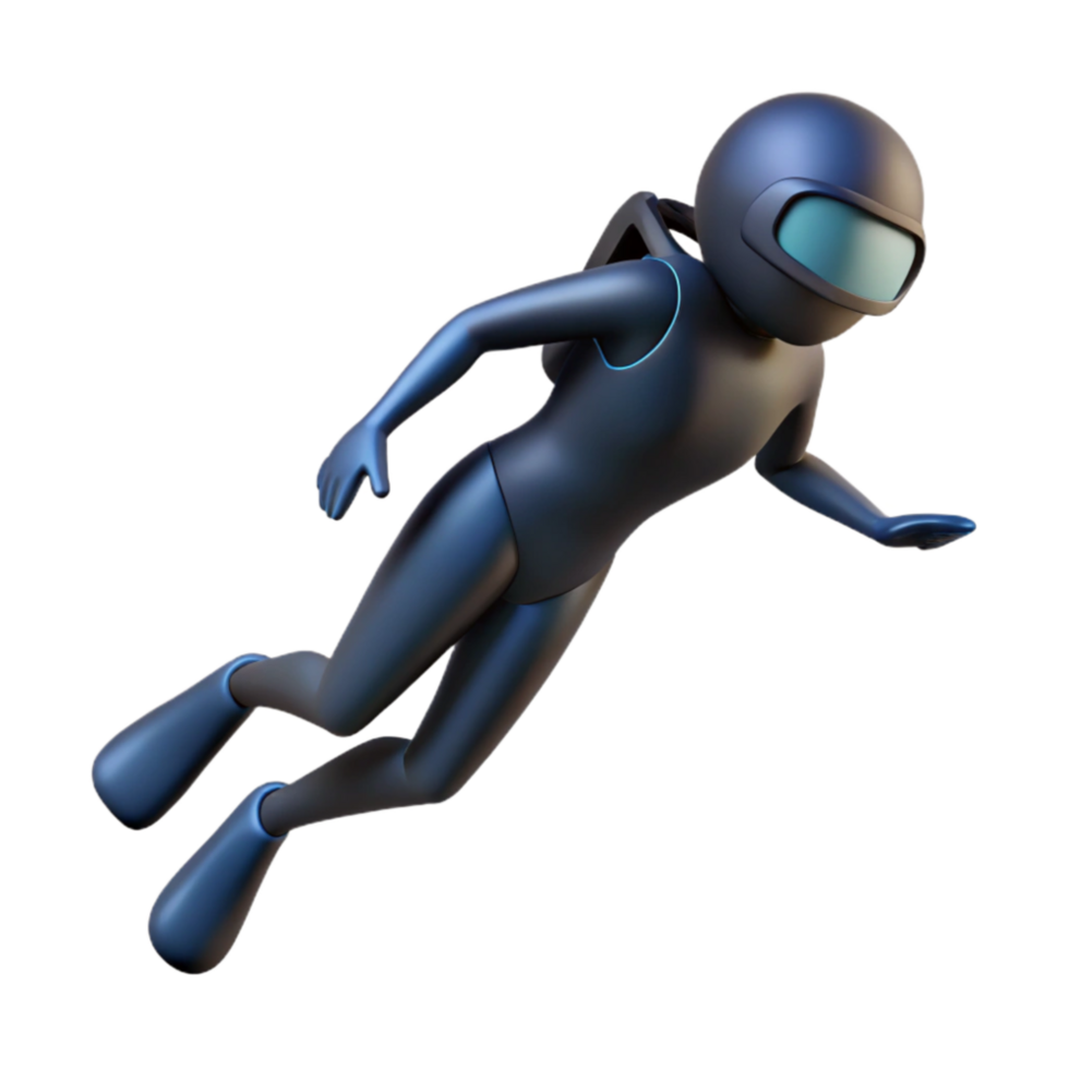 impressive abstract Diver Silhouette Descending Into Darkness Cutout png