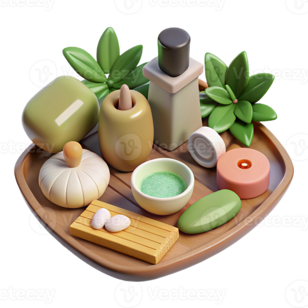 beautiful contemporary Spa Treatment Tools Flat Lay Cutout detailed png