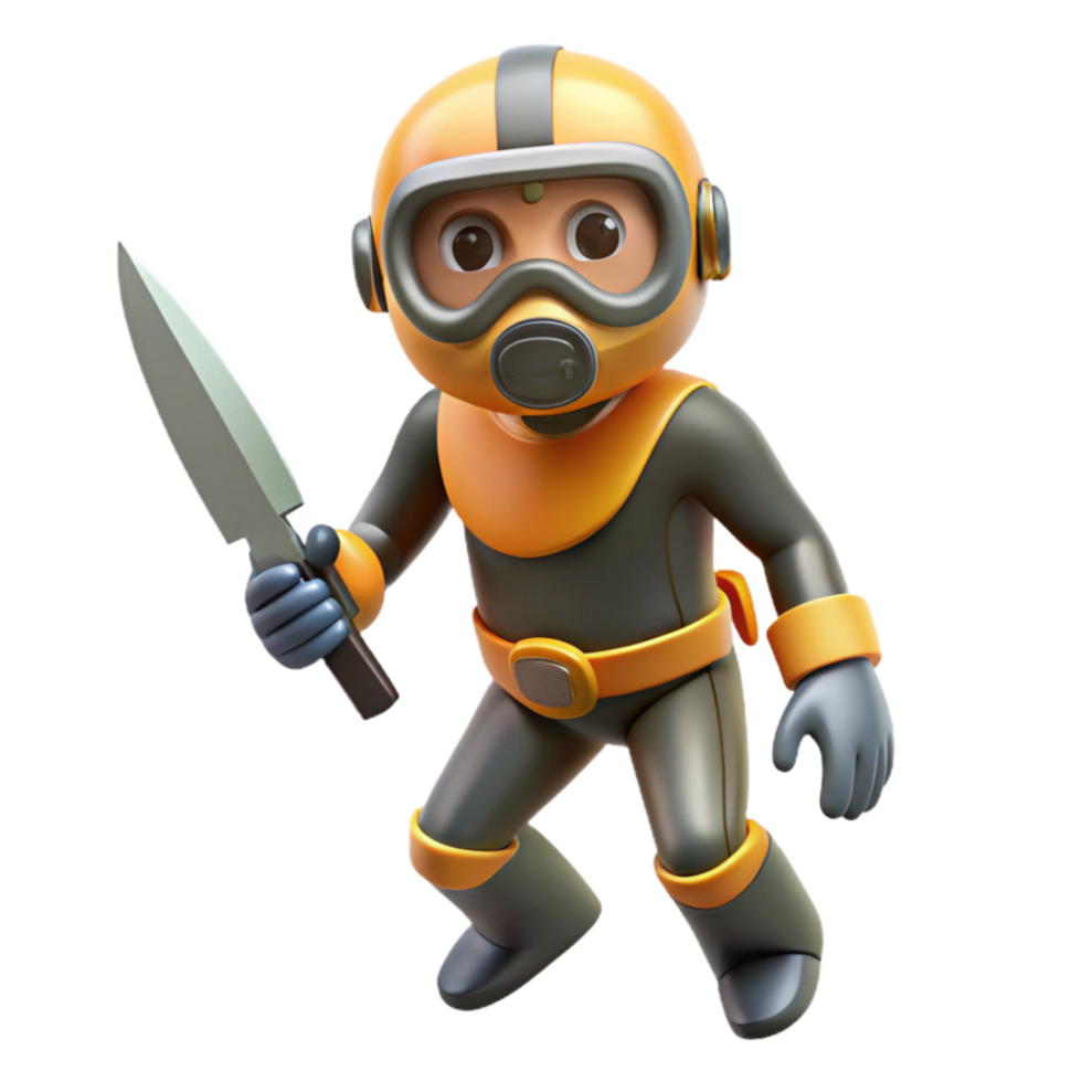 elegant abstract Diver with Dive Knife Cutout Safety Gear premium png