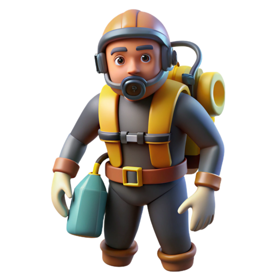 wonderful creative Diver with Buoyancy Compensator Cutout Isolated premium png