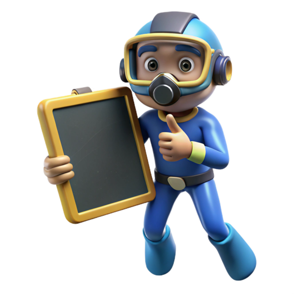 elegant creative Diver with Dive Slate Writing Cutout Underwater Note authentic png