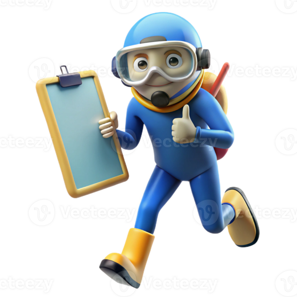 impressive creative Diver with Dive Slate Writing Cutout Underwater Note premium png