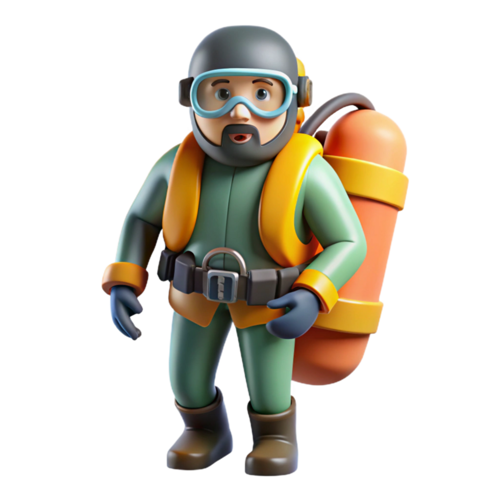 vibrant artistic Diver with Inflated Bcd Cutout Positive Buoyancy premium png