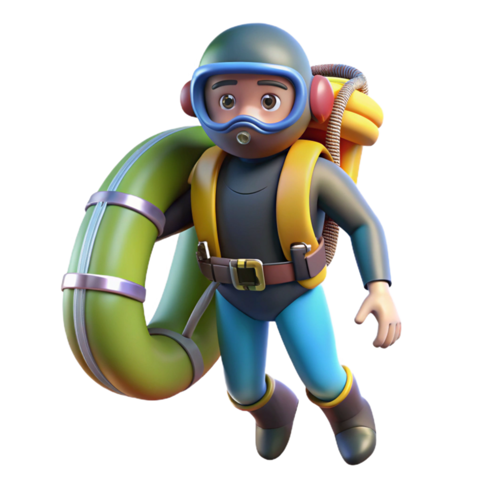 serene artistic Diver with Inflated Bcd Cutout Positive Buoyancy genuine png