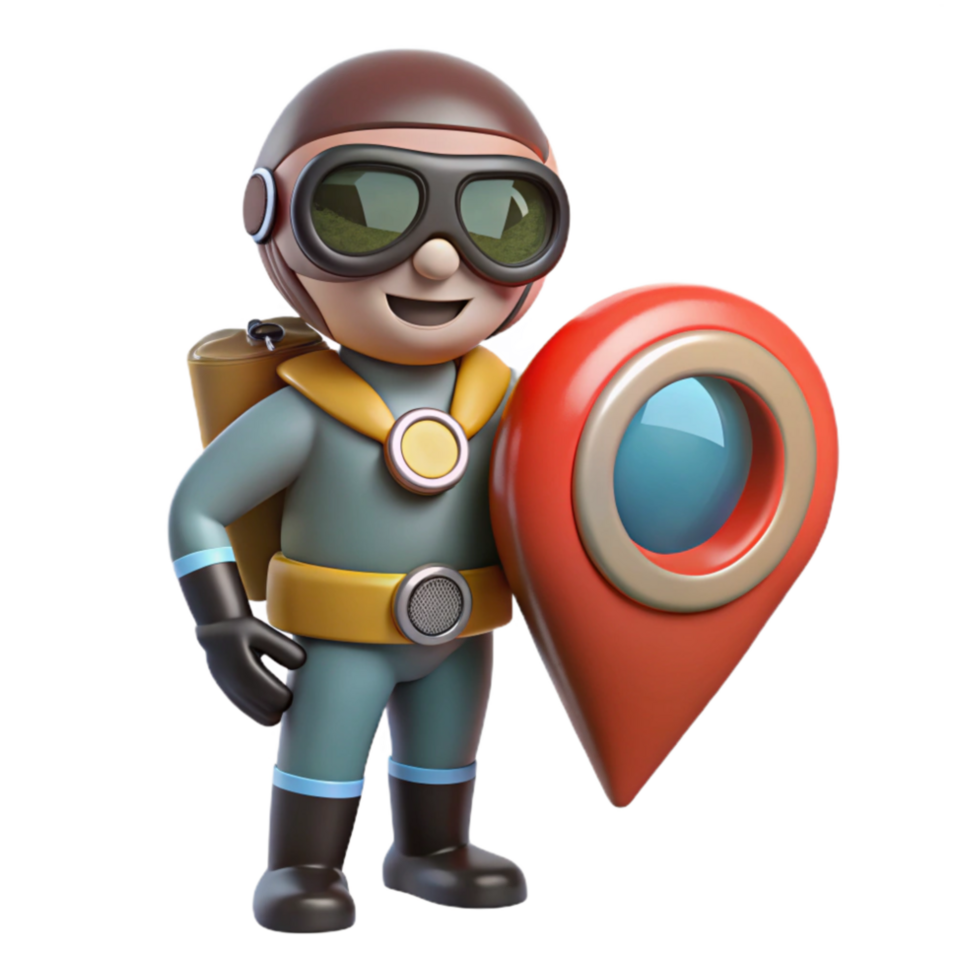 serene minimalist Diver with Inflated Surface Marker Buoy Cutout original png