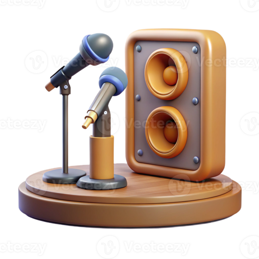 dramatic artistic Speaker on Stage with Microphone Isolated on Transparent Background premium png