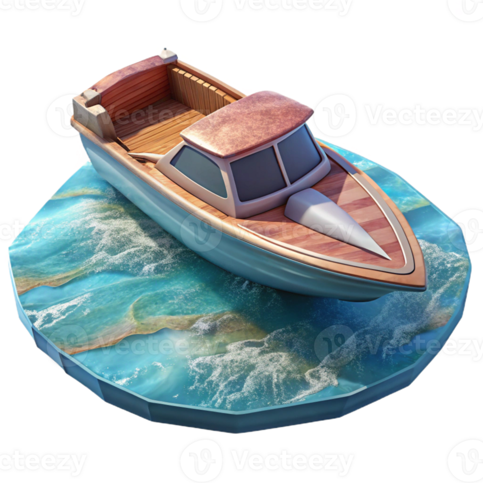 vibrant artistic Speedboat on Open Water Transparent Background detailed png