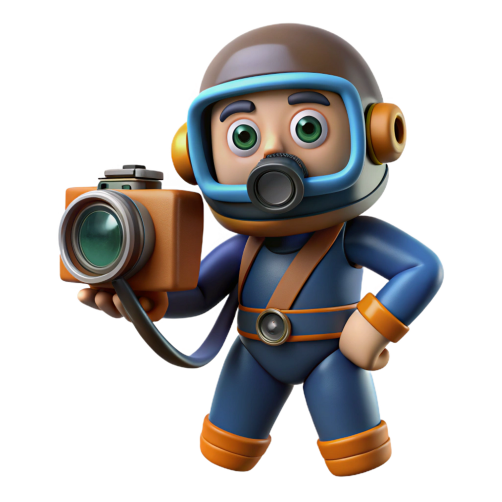 extraordinary modern Diver with Underwater Camera Isolated Side Angle professional png