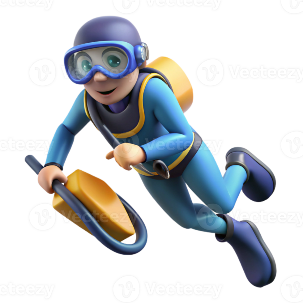 beautiful modern Diver with Underwater Scooter Cutout Fast Movement high resolution png