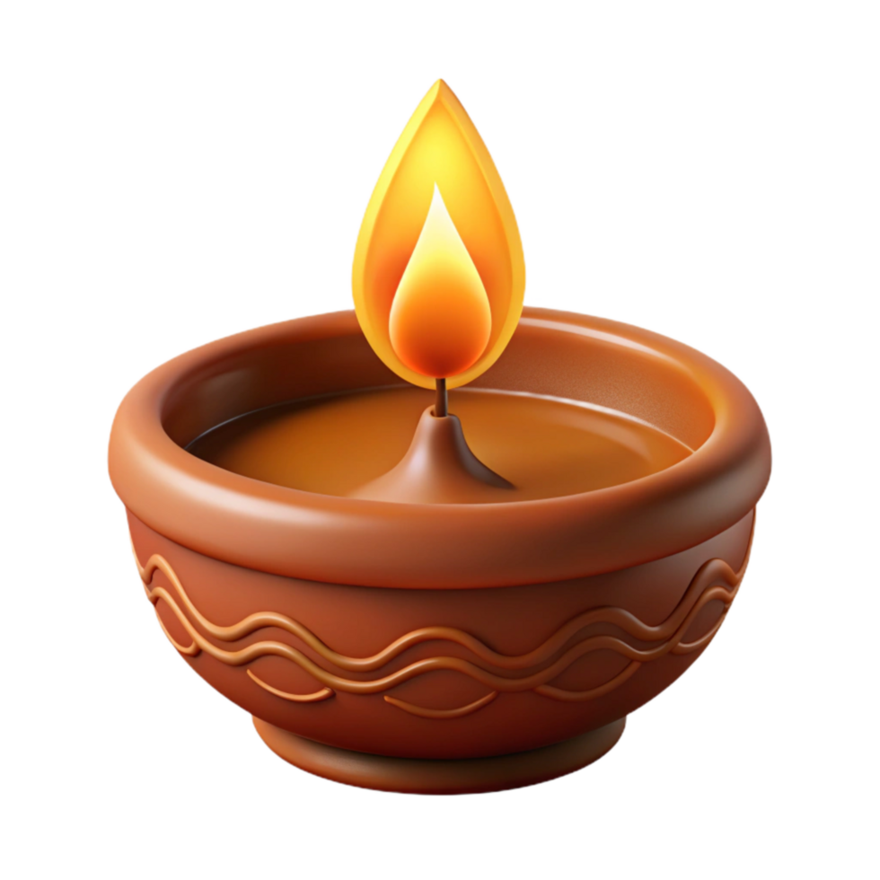 dramatic minimalist Diwali Diya Clay Lamp Warm Glow Transparent Background high quality png