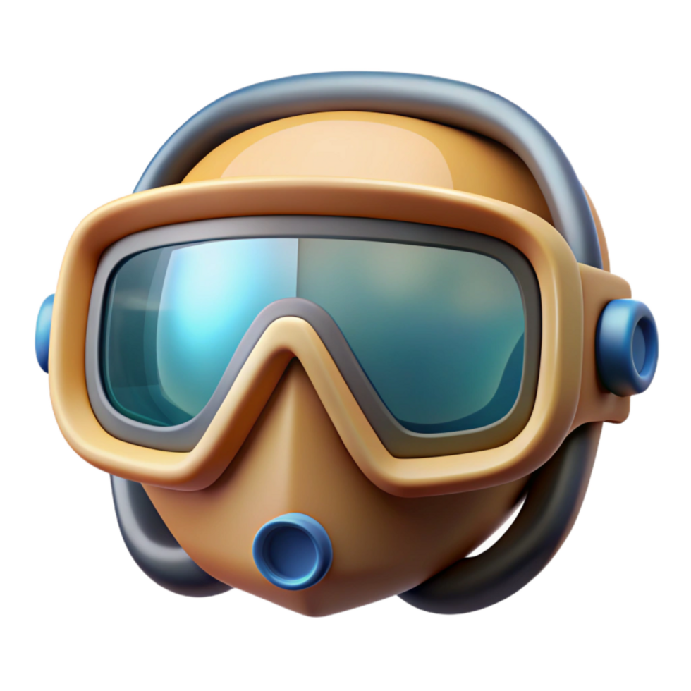 dramatic creative Diving Mask Clear Lens Front View Transparent Background high quality png
