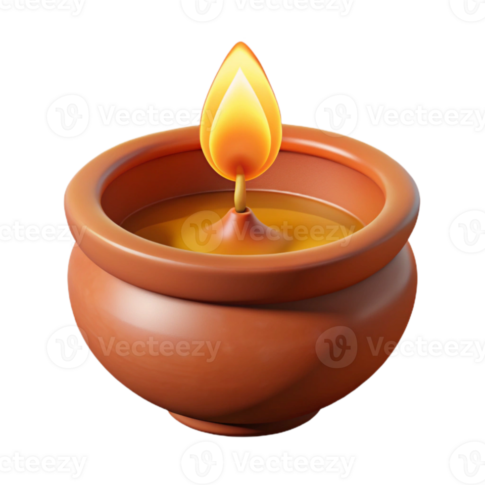 impressive rustic Diwali Diya Clay Lamp Warm Glow Transparent Background premium png