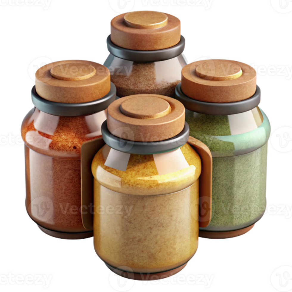 dramatic rustic Spice Jars Cutout Collection with Labels professional png
