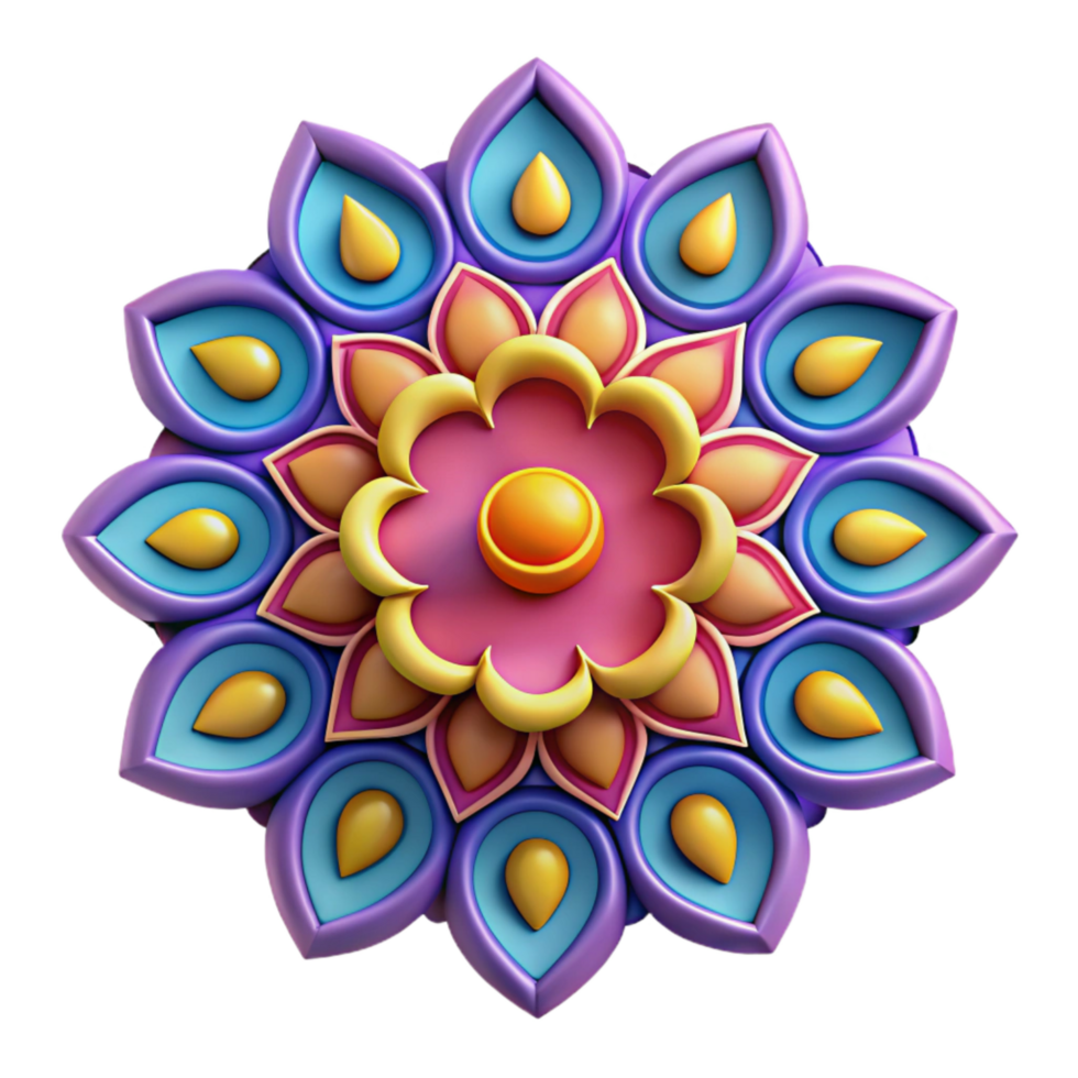 dramatic modern Diwali Rangoli Colorful Pattern Cutout Element high quality png