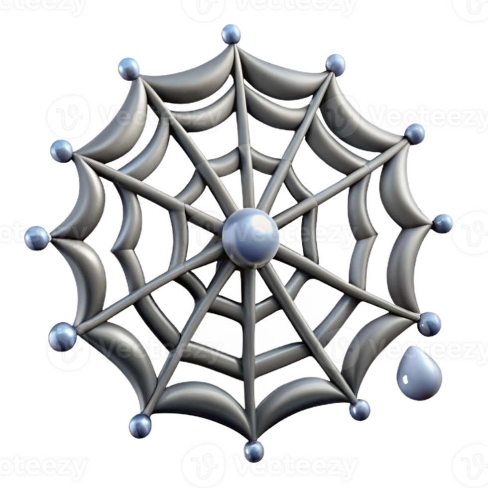 wonderful artistic Spider Web Cutout Isolated with Dew Drops png