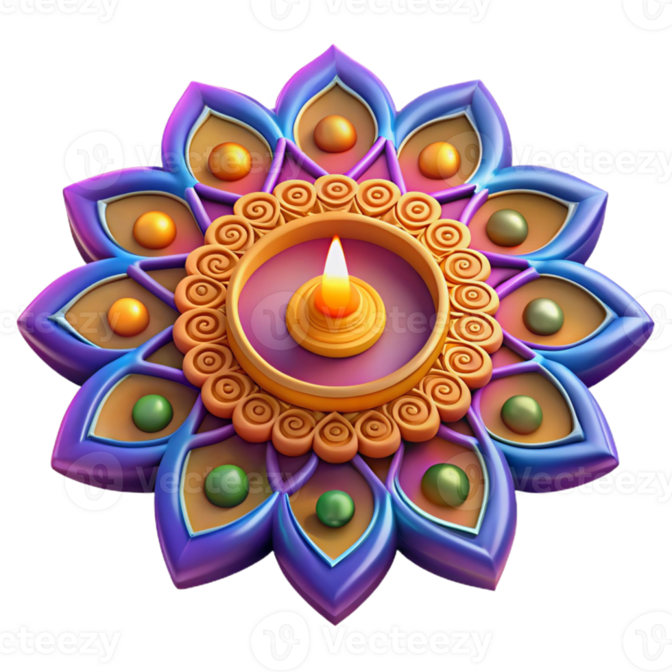 wonderful vintage Diwali Rangoli Colorful Pattern Cutout Element original png