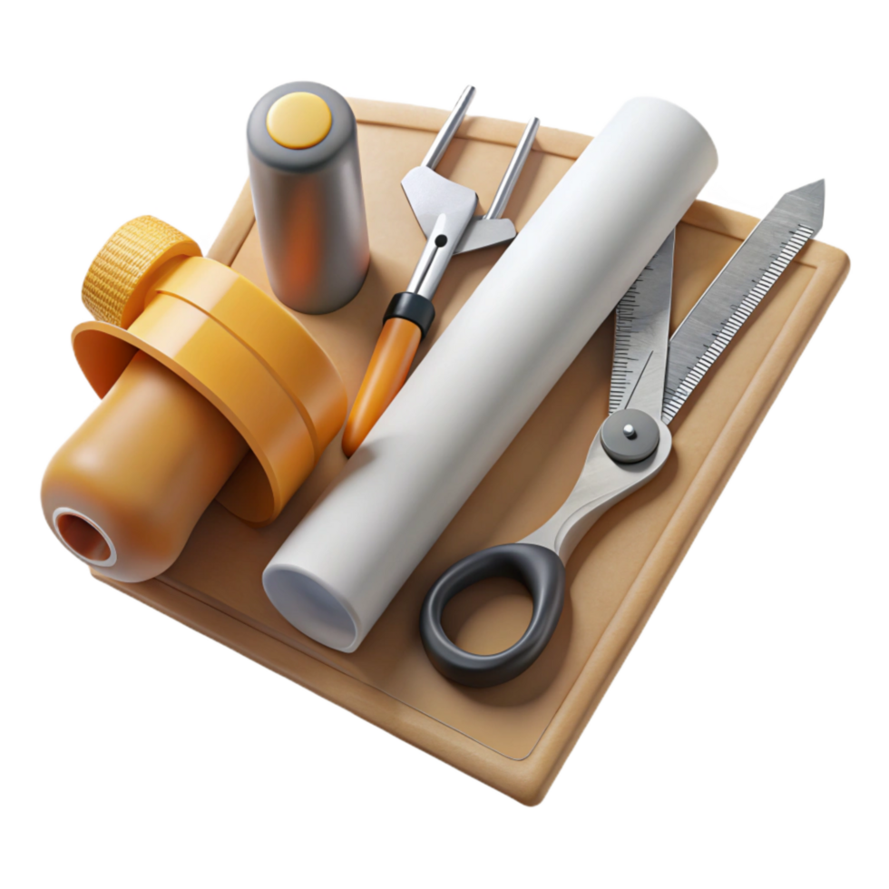 extraordinary abstract Diy Project Tools Flat Lay Isolated on White premium png