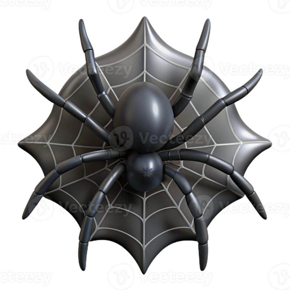 dramatic abstract Spider Web with Spider Black Silky Isolated Element professional png