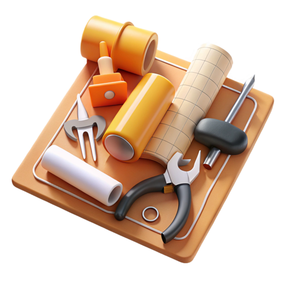 stunning contemporary Diy Project Tools Flat Lay Isolated on White png
