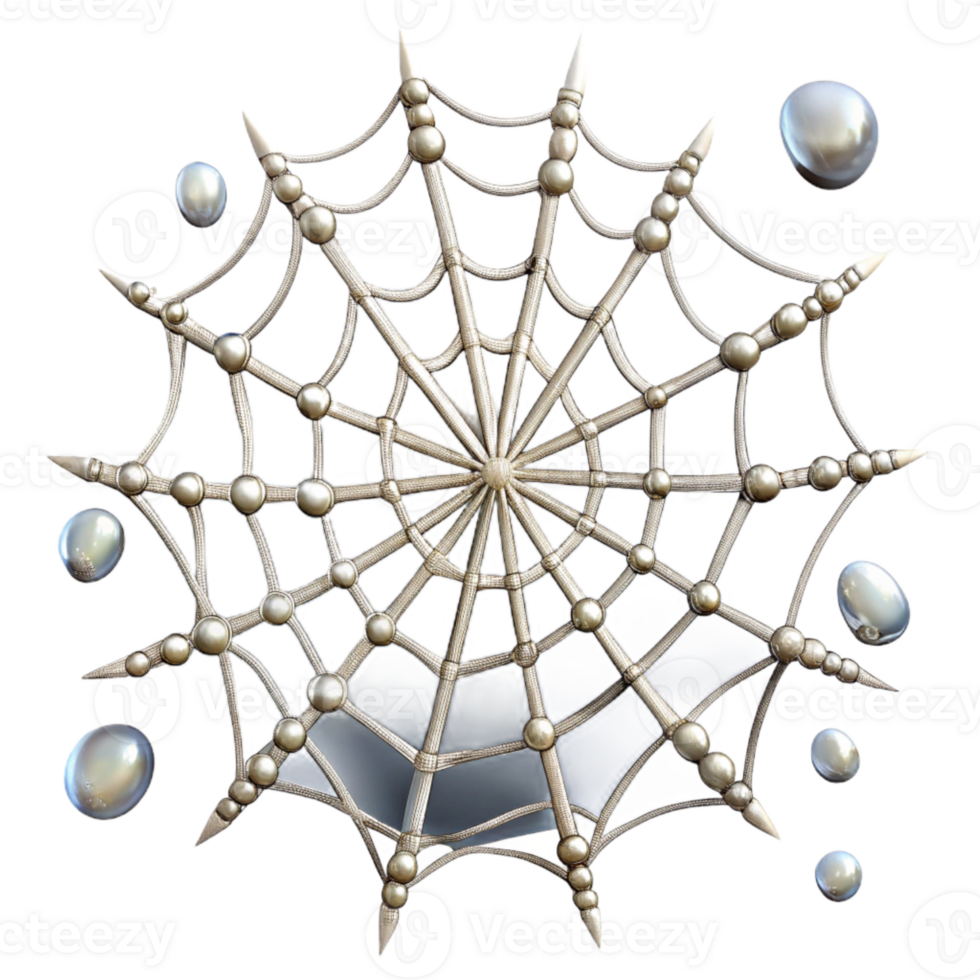beautiful abstract Spider Web with Dewdrops Morning Light Transparent Background authentic png