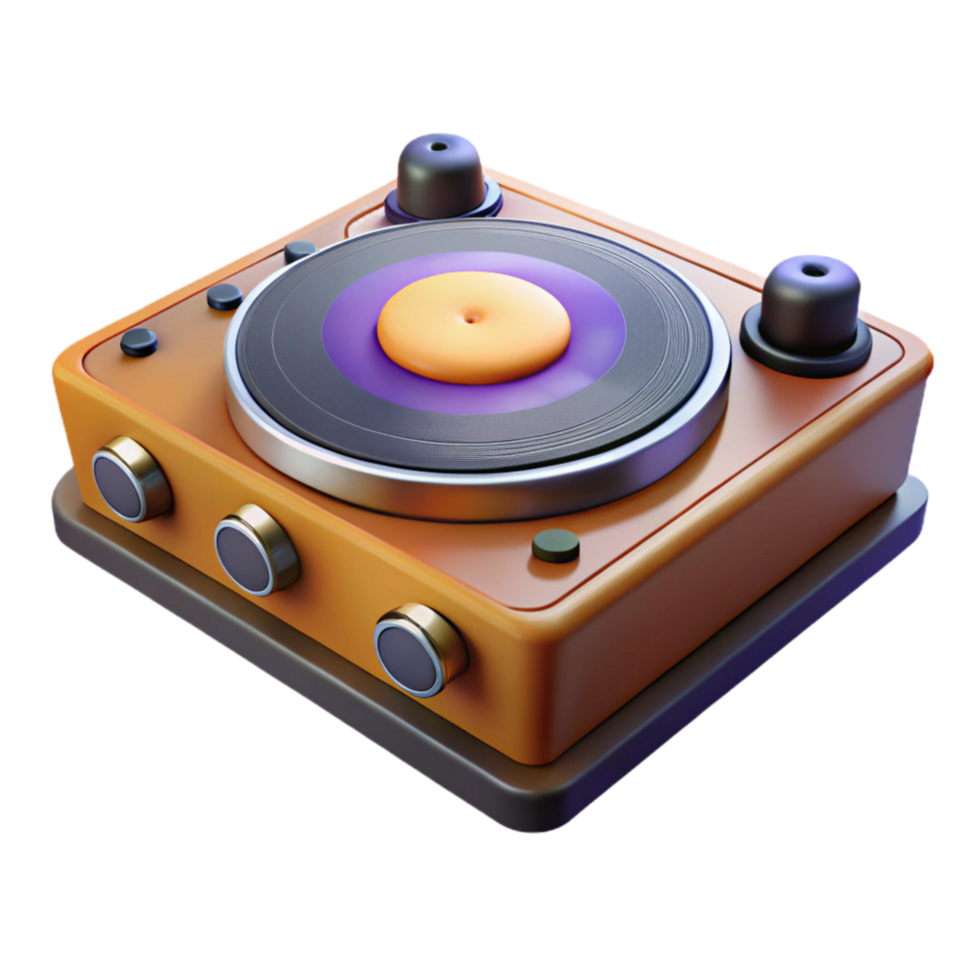 vibrant artistic Dj Turntable Front View Isolated with Realistic Lighting high quality png